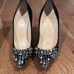 SOLD Christian Louboutin Black Suede Spike Heel